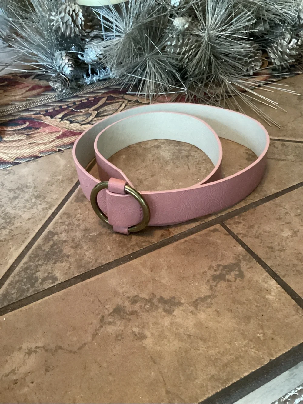 Classic Round Buckle Wide Belt - Mauve Pink